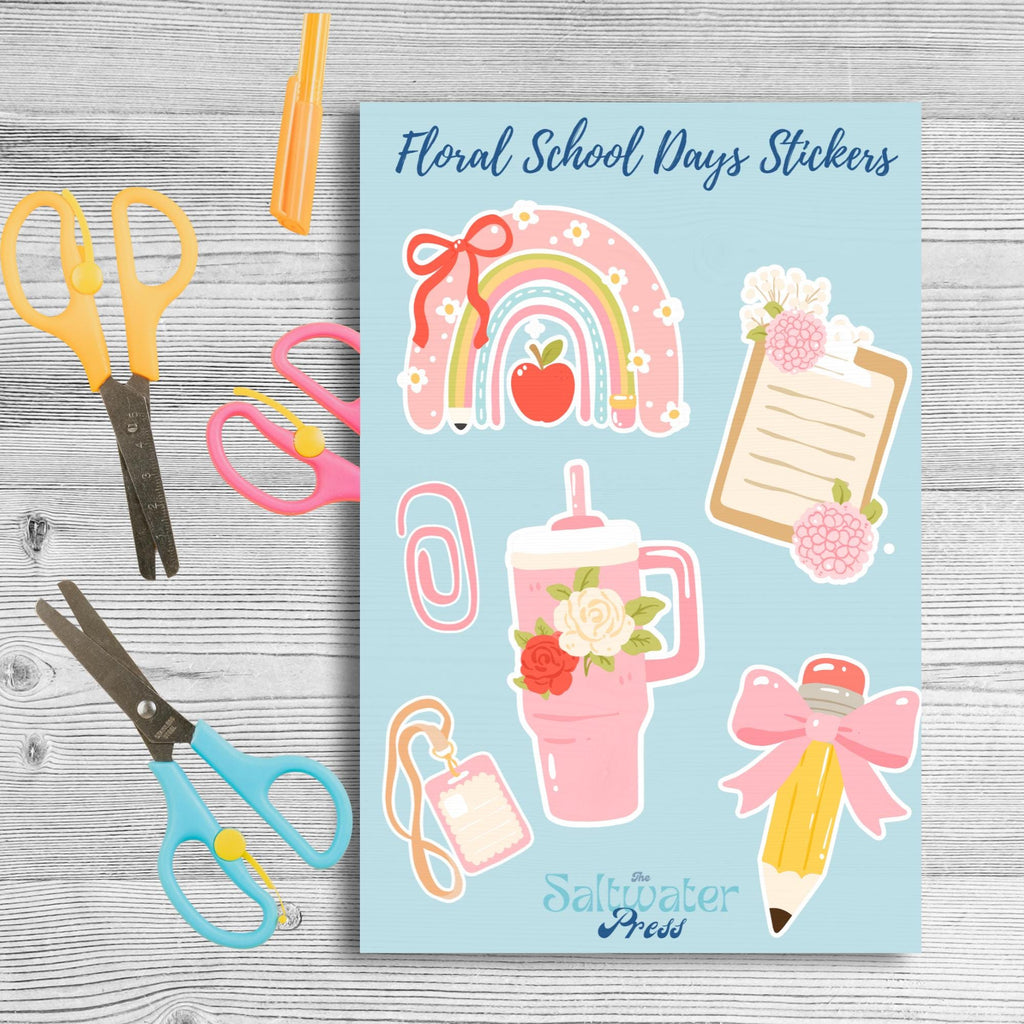 Floral School Days Sticker Sheet by The Saltwater Press