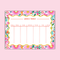 Floral Weekly Planner Notepad, Bright Desk Planner Pad, Cute Weekly Schedule Notepad, Colorful Tear Off Planner, Undated