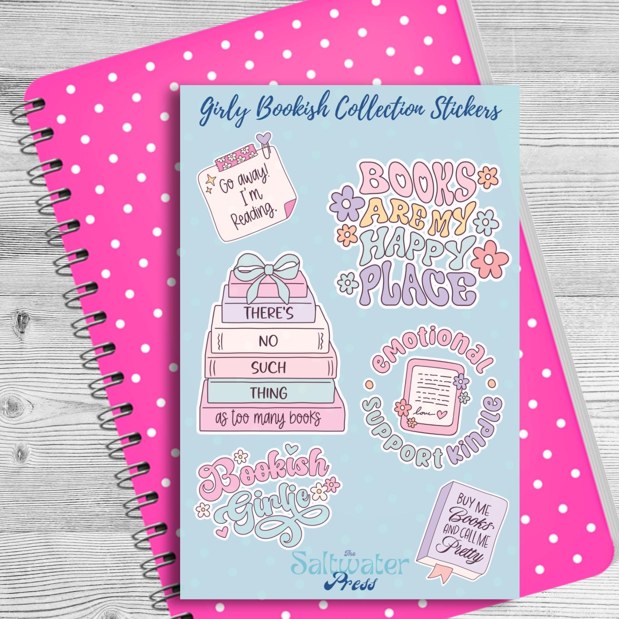 Girly Bookish Sticker Sheet by The Saltwater Press