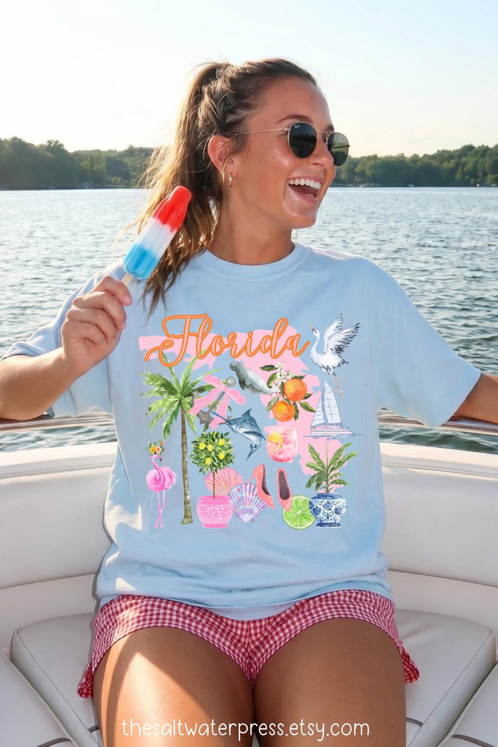 Florida Graphic Tee – Tropical Vacation Women's Beach Souvenir Shirt by The Saltwater Press