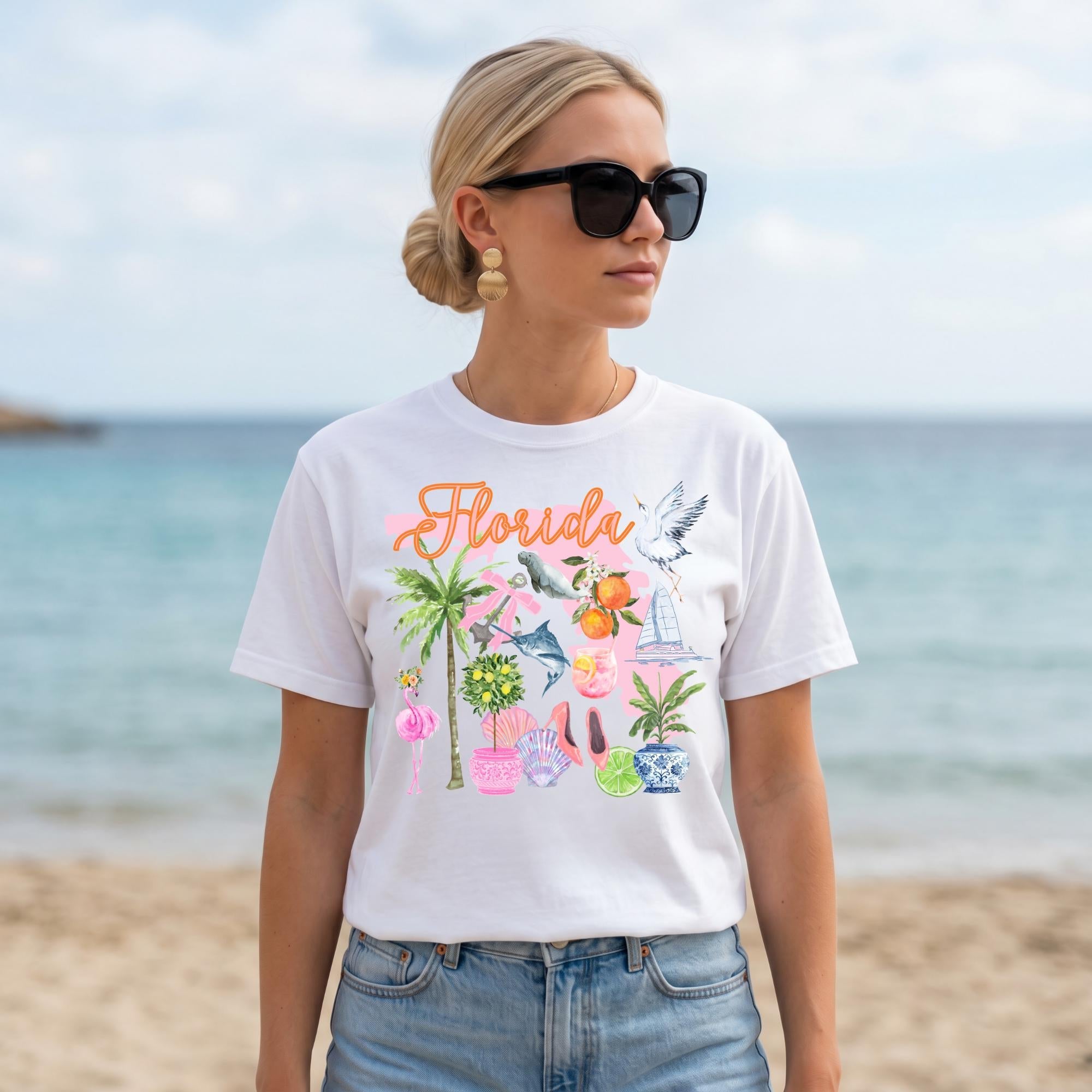 Florida Graphic Tee – Tropical Vacation Women's Beach Souvenir Shirt by The Saltwater Press