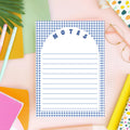 Gingham Notepad – Lined Tear Away Pages for Blue Checkered Desk by The Saltwater Press
