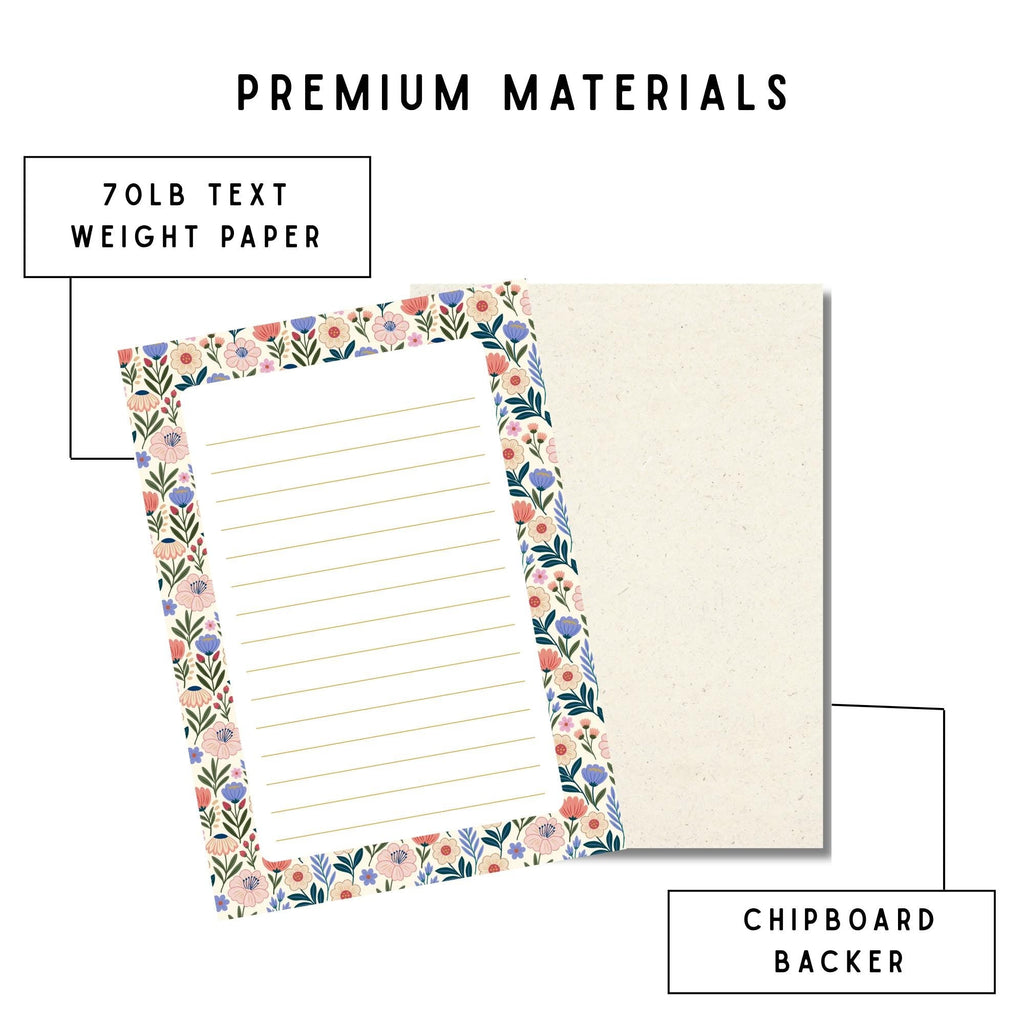 Floral Notepad – Tearaway Botanical Writing Paper with 50 Sheets by The Saltwater Press