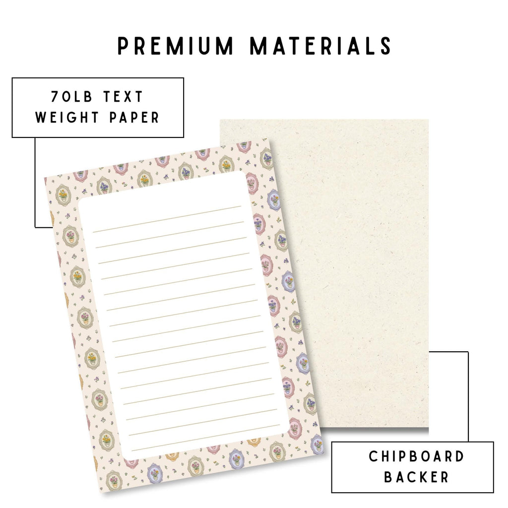 Floral Notepad – Vintage Botanical Lined 50 Tearoff Sheets by The Saltwater Press