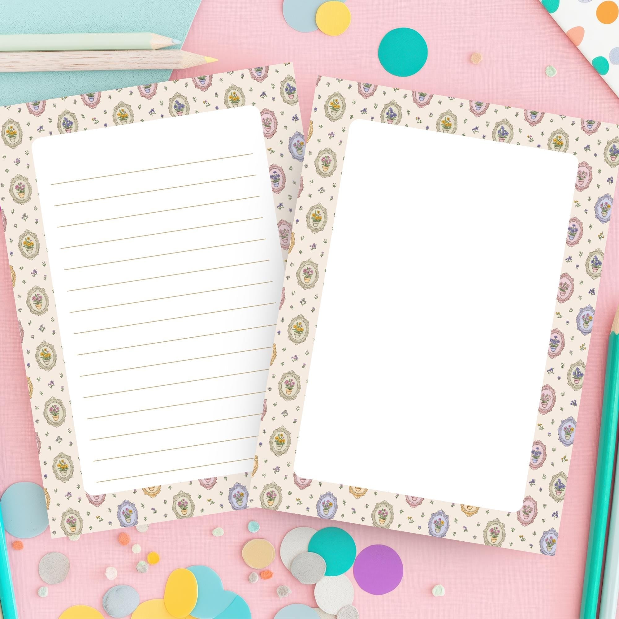 Floral Notepad – Vintage Botanical Lined 50 Tearoff Sheets by The Saltwater Press